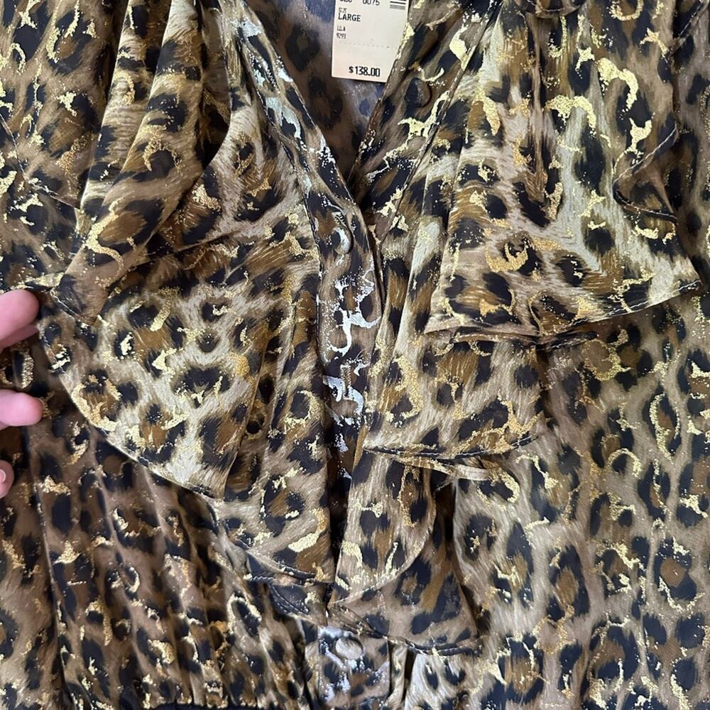 L Rothschild for Lilli Ann Bodysuit Size Large Night Life Ruffle Sheer Leopard - Picture 7 of 8